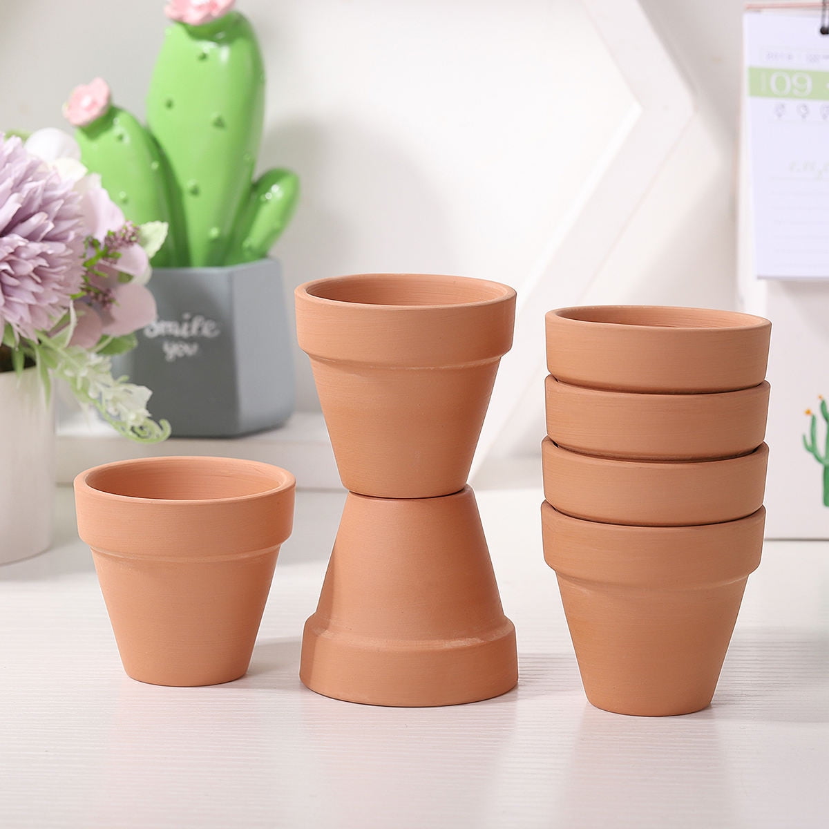 WHAMVOX  Cute Terracotta Succulent Flower Pot Red Clay Pots
