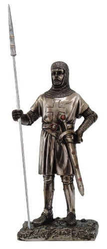 Crusader Knight Statue Silver Finishing Cold Cast Resin Statue 7