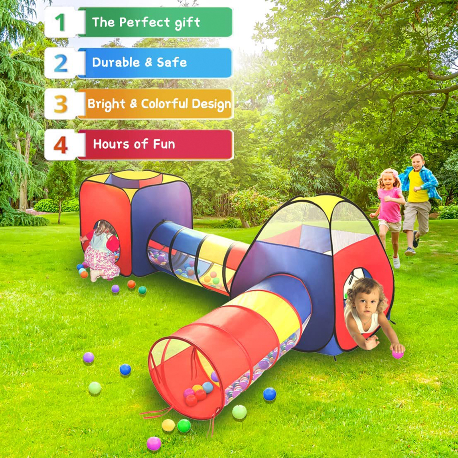Yexmas 4-in-1 Pop-Up Play Tent and Tunnel Set photo 3