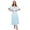 Light Blue, variant on Women's Tied Back Tiered Short Sleeve Midi Dress with 65% Polyester and 35% Cotton for Everyday Wear Layered Silhouette