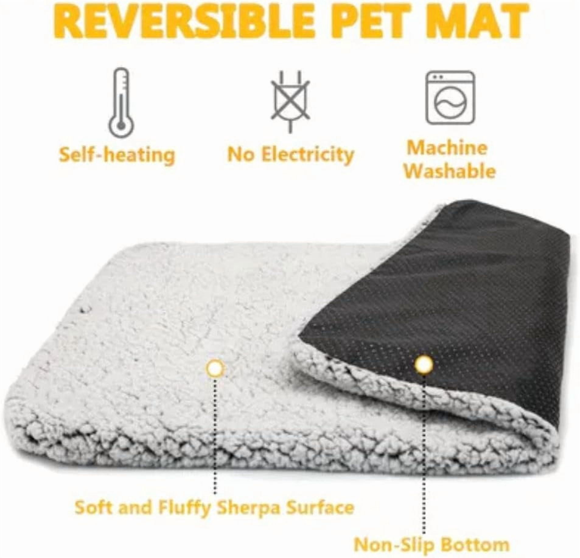 Cozy Cuddle Self-Heating Pet Bed, Thermal Self Warming Cat Mat & Pad, Washable Noiseless Fleece Warmer, Non-Slip Safety for Indoor Floor, Outdoor Crates & Feral Cat House