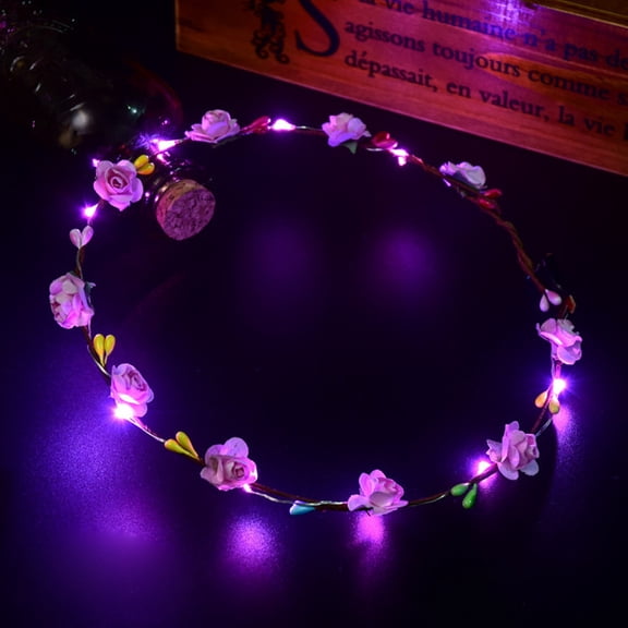 GZWYHT Headbands for Women,Hair Accessories El LED Club Party Concert Light Up Bright Flash Glowing Hairband Flexible Hair Bands,Hair Ties,Workout Headbands Pink