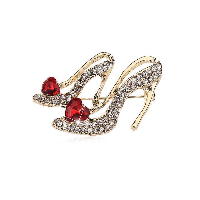 Broches de zapatos de princesa de tacón alto con diamantes de imitación de cristal para mujer, broche elegante con dije