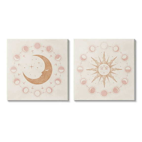 Stupell Industries Celestial Sun Moon Phases Astrology Illustration , 17 x 17, Design by Nina Blue