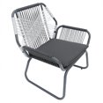 thumbnail image 5 of 3 Piece Patio Dining Chairs Set, Woven Rope Club Chairs With Water Resistant Cushion, Outdoor Round Side Table With Tempered Glass Top For Backyard Balcony, 5 of 9