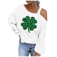 thumbnail image 2 of Chandail pour Femmes Mode Chandail Imprimé de la Saint-Patrick pour Femmes Chandail à Épaules Dénudées T-Shirt Graphique à Manches Longues Chandail à Enfiler Hauts, 2 of 5
