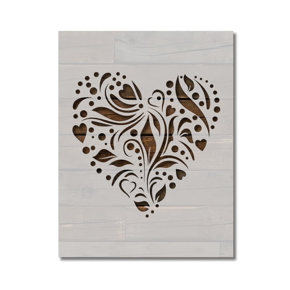 Heart Pattern Stencil Template Reusable 8.5 x 11 Inches for Painting on Walls, Wood, Arts and Crafts by Stencilville