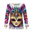 thumbnail image 4 of Xuyuer 2026 Womens Long Sleeve Tops Mardi Gras Costumes Fashion Round Neck Printed Blouse Raglan Sleeve Plus Size Top, 4 of 5
