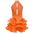 thumbnail image 3 of Yruioon Big Girls Salsa Rumba Chacha Dance Dress Rhinestones Latin Jazz Dancer Costume Backless Leotard Orange 8, 3 of 3