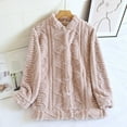 thumbnail image 2 of cfhntfmh Winter Pajama Coat for Women Long Sleeve Solid Fuzzy Fleece Pjs Tops Button down Jacket Coats Outerwear Sleepwear（Pink,Medium), 2 of 3