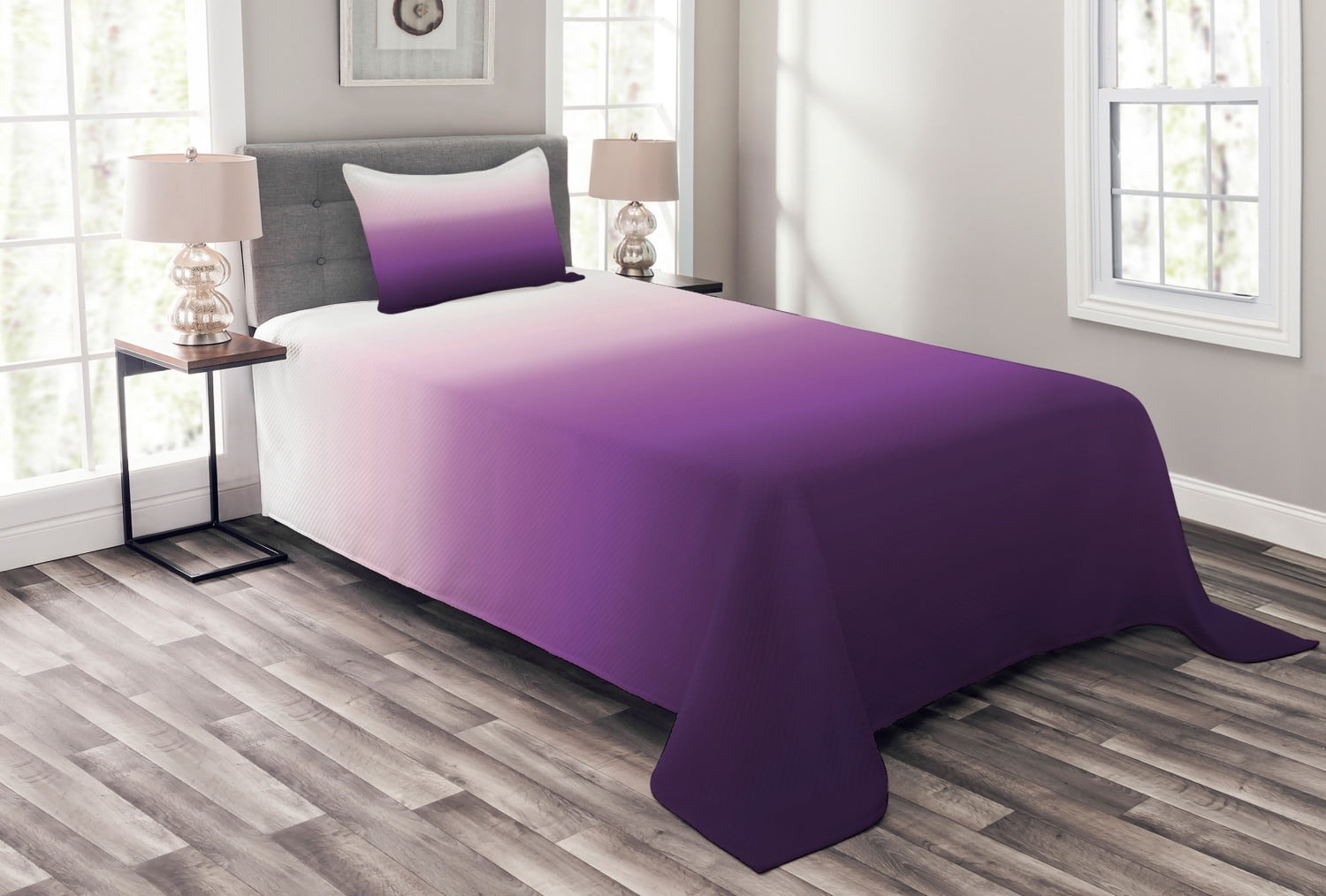 Ombre Bedspread Set, Arrangement with Gradual Color Change Abstract