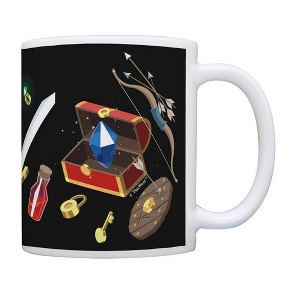 ThisWear RPG Sword Shield Adventure RPG Quest Items Coffee Mug Black
