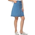 thumbnail image 4 of Womens Vintage Stretch Denim Jean Button Flare Skirt with Side Pocket, 4 of 5