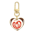 thumbnail image 1 of Year Of Snake Animal China Zodiac Red Gold Heart Keychain Metal Keyring Holder, 1 of 3