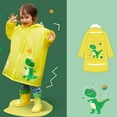thumbnail image 2 of LIIPEE Girls Rain Wear Cartoon Animal Printed Long Sleeve Hooded Button Down Raincoat Girl Versatile Travel Rain Ponchos,Yellow,10-12 Years, 2 of 3