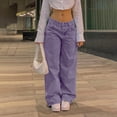 thumbnail image 3 of qucoqpe Women's Baggy Jeans Vintage Straight Wide Leg Denim Pants Streetwear Style Loose Fit Jeans with Pockets Purple M, 3 of 7