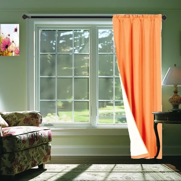 Gorgeous Home Linen 1 Orange Panel Rod Pocket 75% Privacy Foam Lined Window Dressing Light Filtering R64 Size 35" wide X 63" length