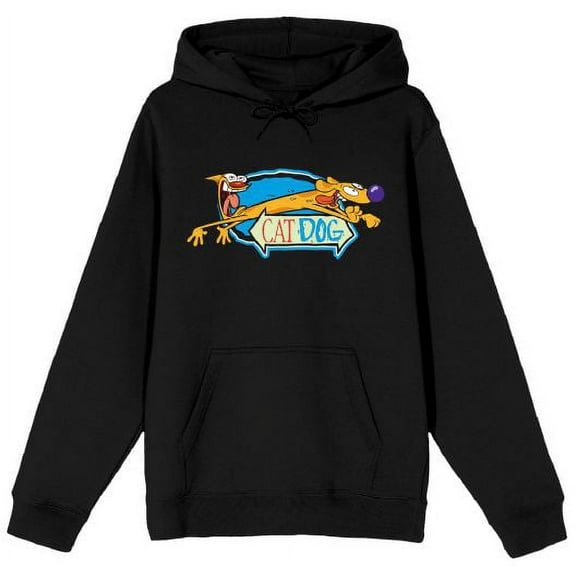 Catdog Sign Dash Men's Black Sweatshirt-Small