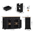 thumbnail image 6 of Homfa Mobile Kitchen Island with Rubberwood Countertop, 3 Drawer 2 Door Kitchen Cart with Drop Leaf and Casters for Kitchen Dining Room, Black, 6 of 8