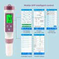 thumbnail image 4 of M Buder Medidor de pH Digital 7 en 1 Probador de Calidad del Agua Salinidad Temperatura TDS EC ORP S.G para Acuarios Piscinas y Agua Potable Blanco Morado Alta Precisión Bluetooth IP67, 4 of 5