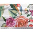 thumbnail image 2 of Soimoi Rayon Crepe Fabric Leaves & Rose Flower Print Fabric by Yard 46 Inch Wide, 2 of 3