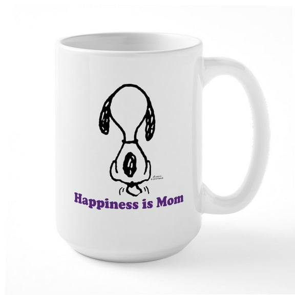 CafePress - Happiness Is Mom Tailwag Ceramic Mug - 15 oz Ceramic Large White Novelty Mug