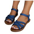 thumbnail image 6 of IUJSOY Gladiator Sandals for Women 2025 Strappy Crisscross Open Toe Slingback Flats Beach Shoes, 6 of 9