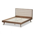 thumbnail image 4 of Bowery Hill Tufted Queen Platform Bed in Beige and Walnut, 4 of 7