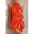 thumbnail image 2 of Vestido PRETTYGARDEN de satén sin mangas con cuello simulado y cinturón en la cintura M, 2 of 8
