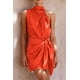 thumbnail image 2 of Vestido PRETTYGARDEN de satén sin mangas con cuello simulado y cinturón en la cintura M, 2 of 8