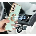 thumbnail image 4 of case for Galaxy S21 Plus Ring Holder Case Glitter Sparkle Plating Case for Women Girls 360 Rotation Kickstand Support Car Mount Shockproof Bumper TPU Cover Case for Samsung Galaxy S21 Plus 6.7"-Green, 4 of 7