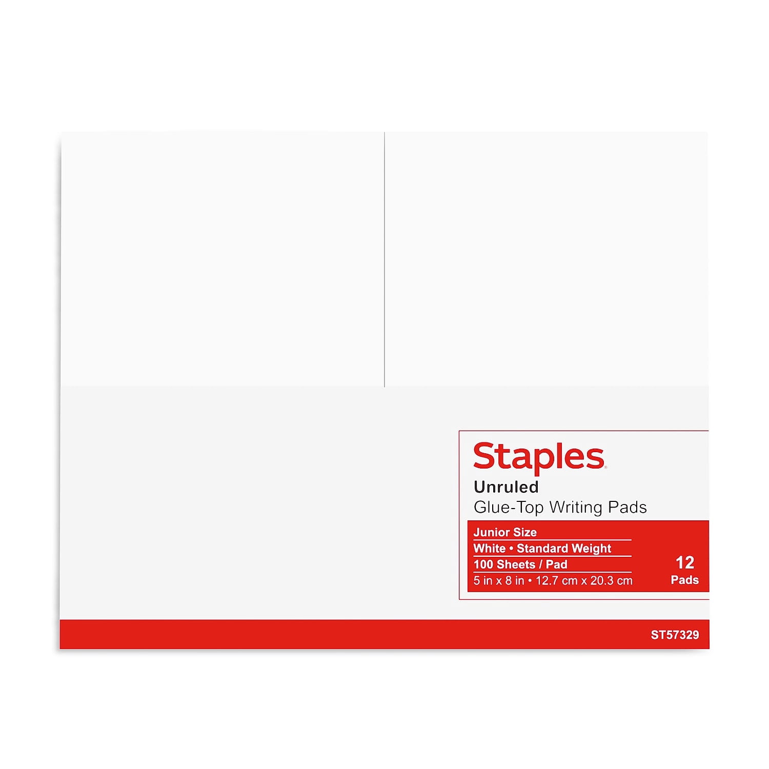 Staples Message Pads 5" x 8" Unruled White 100 Sh./Pad 12 Pads/PK 163451