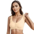 thumbnail image 1 of Aayomet Bralettes for Women Button Closure Sports Bra Large Size Steel Rim Underwear Open Bra (Beige, XXL), 1 of 4