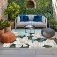 thumbnail image 2 of Spring Flowers Outdoor Rug for Patio/Deck/Porch, Non-Slip Large Area Rug 5 x 7 Ft, White Magnolia Blossom Botanical Blue Green Indoor Outdoor Rugs Washable Area Rugs, Camping Rug Carpet Runner, 2 of 8