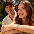 thumbnail image 5 of Bestyle Birthstone Bracelet for Women Cuban Link Bracelet with Created Aquamarine Birthday Everyday Wear Jewelry for Granddaughter Sister Her, 5 of 9