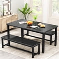 thumbnail image 1 of furlinkhm 3-Piece Dining Table Set for 4, 43-in Rectangular Dining Room Table Set with 2 Benches, MDF Kitchen Table and Chairs Set for Small Space, Apartment, Breakfast Nook, Black, 1 of 8