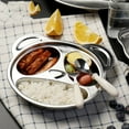 thumbnail image 7 of Walbest Toddler Plate Grid Design Shatter-resistant Stainless Steel Baby Panda/ Owl Shape Cartoon Dish Tableware(Not Include Spoon), 7 of 7