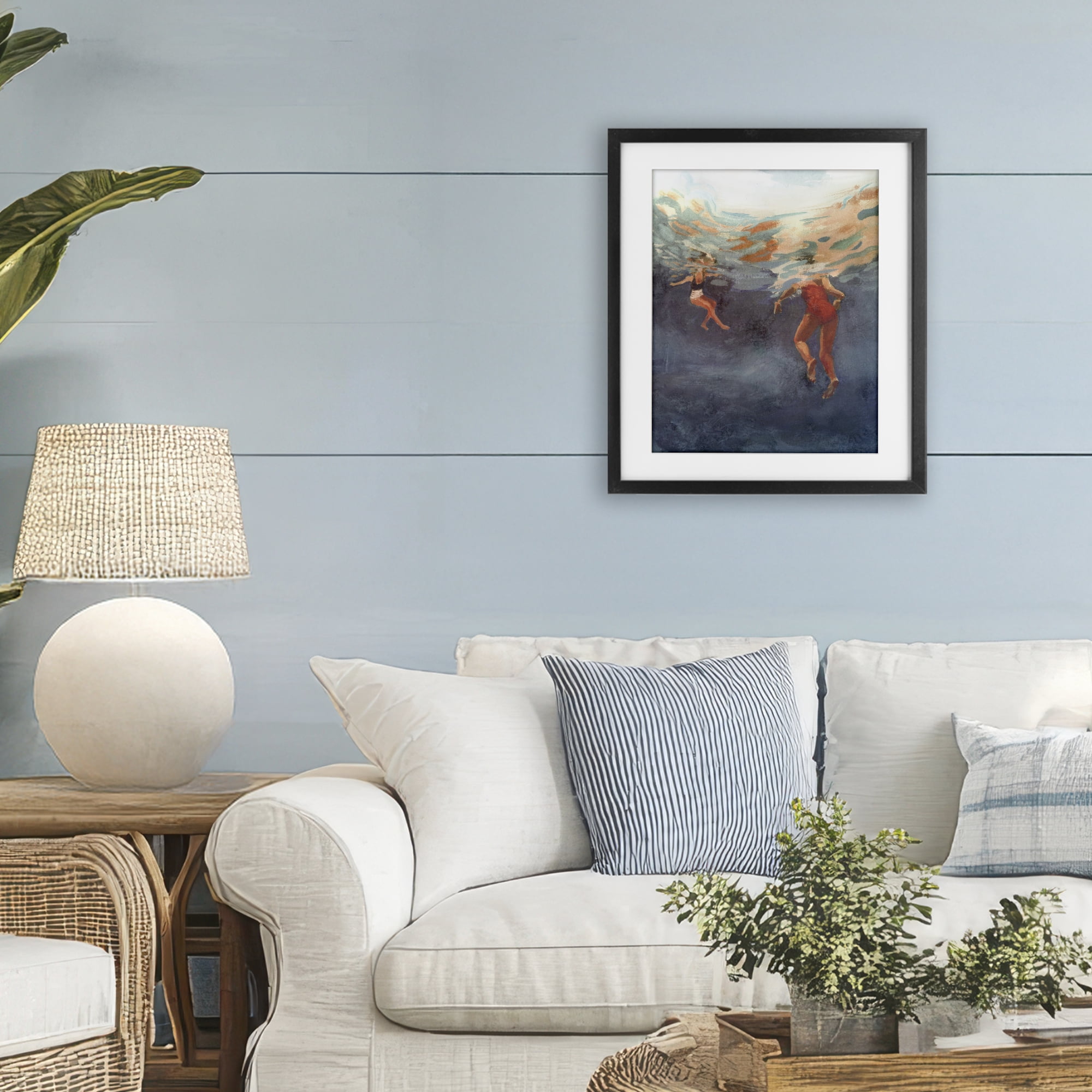 Stupell Industries Summer's Dance Swimmers Black Framed Print Under Glass, design by Victoria Barnes