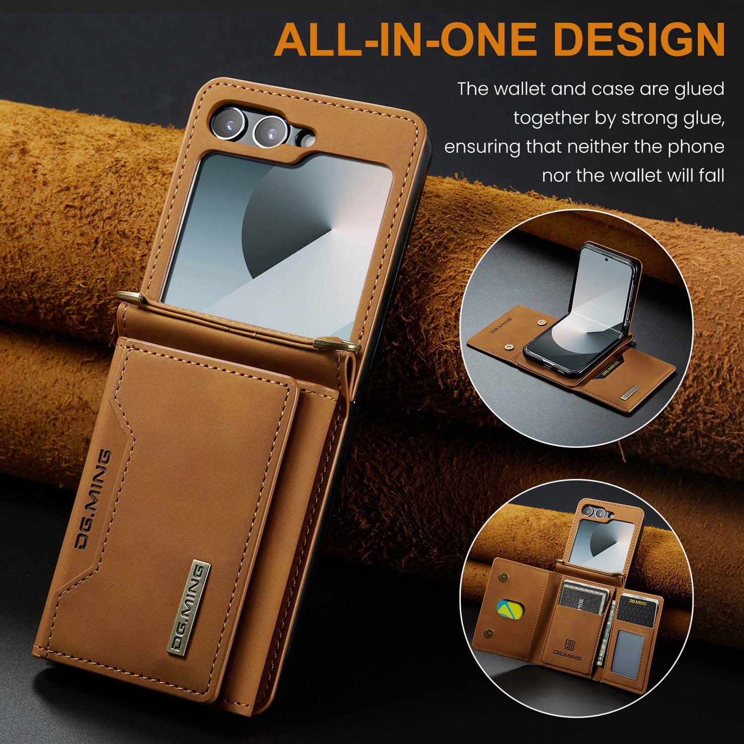 ETFAST Leather Phone Case For Samsung Galaxy Z Flip 6 Wallet Leather Case with Card Holder Leather Phone Case Shockproof Protective Cover