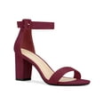 thumbnail image 1 of BLISSFUL STEP Woman's Sandals Block Heels Ankle Strap Open Toe Sandals Burgundy 7, 1 of 6