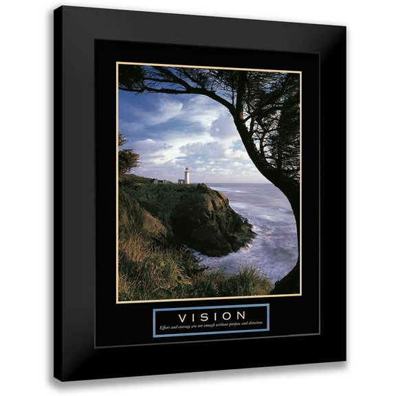 Frontline 12x14 Black Modern Framed Museum Art Print Titled - Vision - Lighthouse