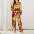 thumbnail image 3 of Kll Pies Print Women'S Long Sleeve Pajamas With Pants Sleepwear Loungewear 2 Set-Small, 3 of 9