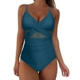 thumbnail image 1 of MKLEKYY Trajes De Baño Completo Mujer Women Mesh 1 Piece Swimwear Push Up Padded Bikini Swimsuit Training Athletic Swimwear Sport Shirred Tank Swimwear Vintage Bathing Suits, 1 of 4