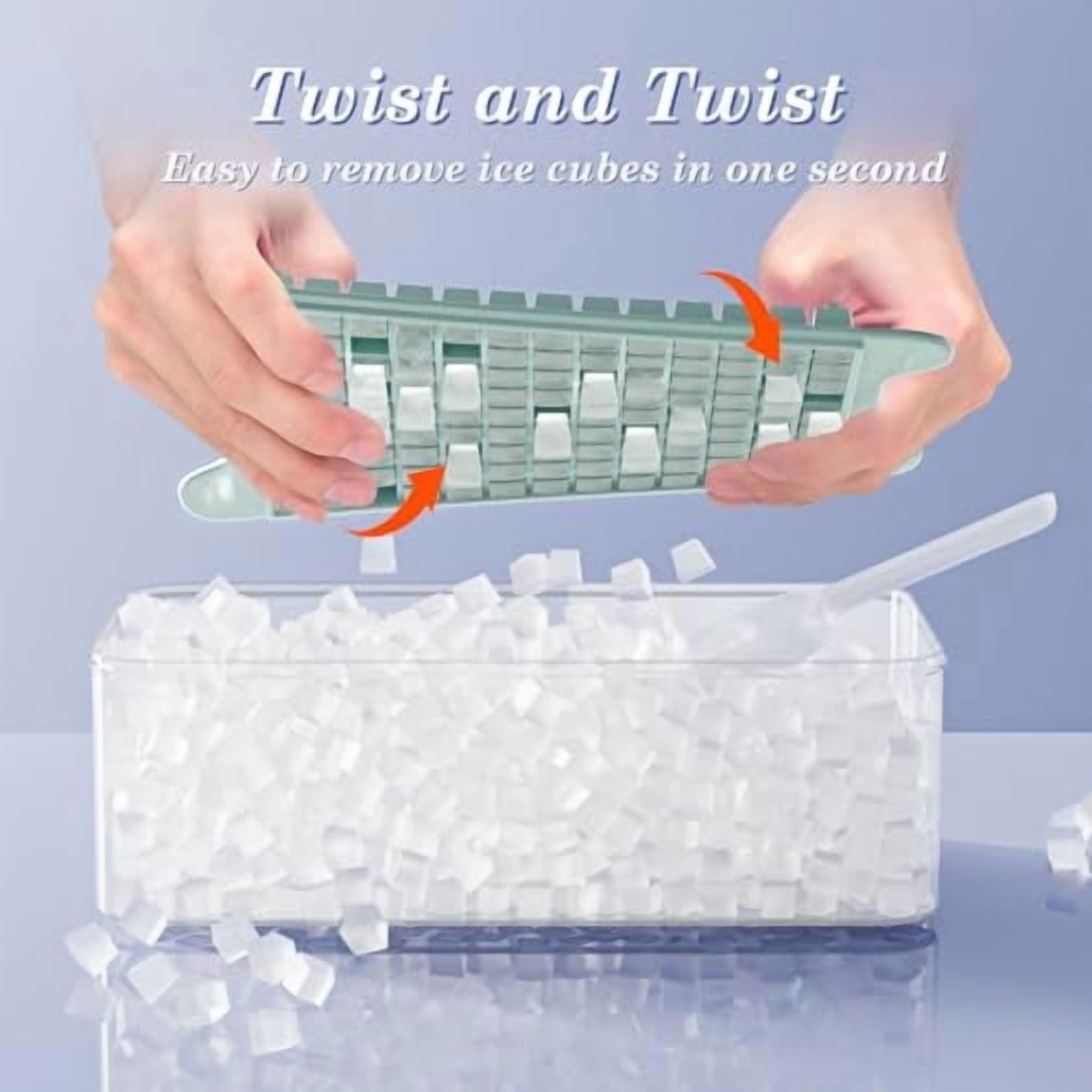 Mini Ice Cube Tray for Freezer: Nugget Ice Cube Tray with Bin - Crushed Ice Maker Making 4×108 PCS Ice Cubes - Easy Release Silicone Ice Trays for Countertop, Gift, Home Kitchen Use