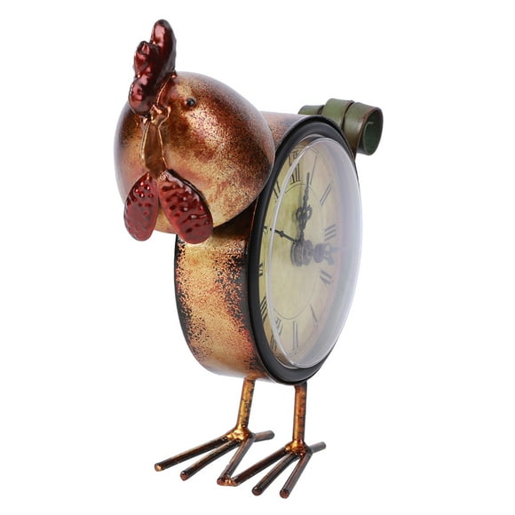 Sonew European Retro Style Chicken Shaped Iron Clock Desk Table Clock Home Ornament Craft Gifts,Retro Desk Clock,Clock
