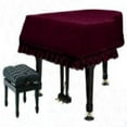 thumbnail image 2 of Full Grand Piano Velvet Cover Dust Guard Cloth with Macrame Decor Burgundy, 2 of 5