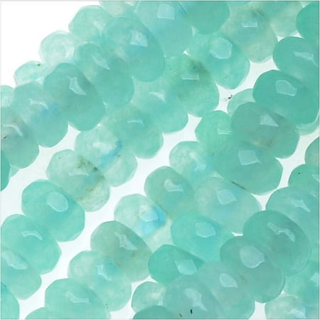 - Dyed Jade Gemstone Beads, Faceted Rondelles 3.5-4.5mm, 14 inch Strand, Aqua Green