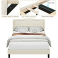 Homfa Queen Size Bed Frame, Modern Bed Frame with WingBack Button