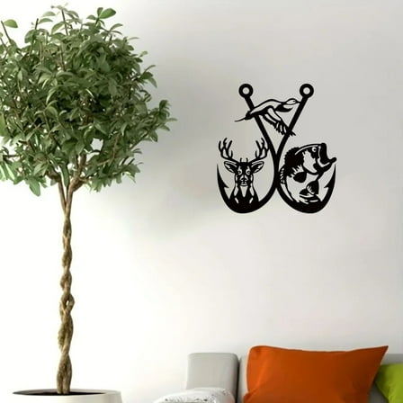 HELLOYOUNG 11.81 inch Hunting Fish Hook Metal Wall Sign Wall Decor suitable for Bedroom/Living Room Hunting Room Decor Clean lines
