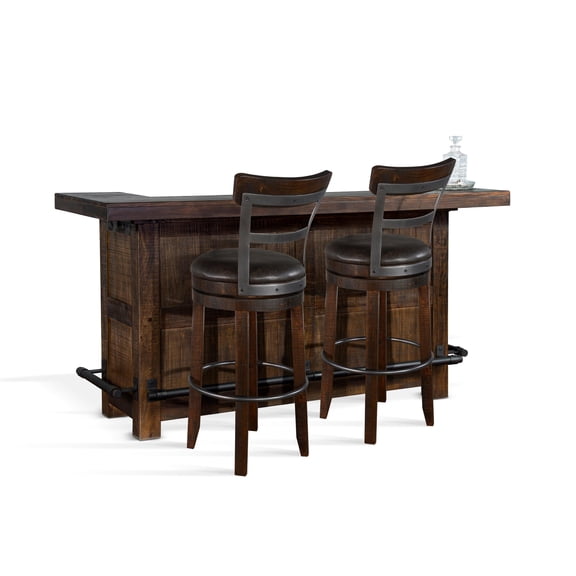 Sunny Designs 80" Traditional Wood Home Bar with Stools